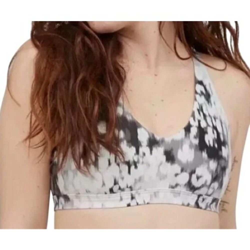 Aerie OFFLINE Shine Strappy Back Sports Bra XL‎ Black & White NWT